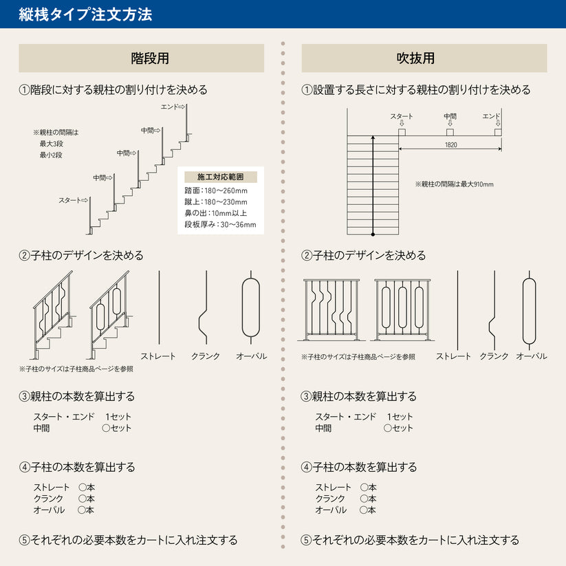 縦桟タイプ 吹抜用親柱 中間 – Nterior